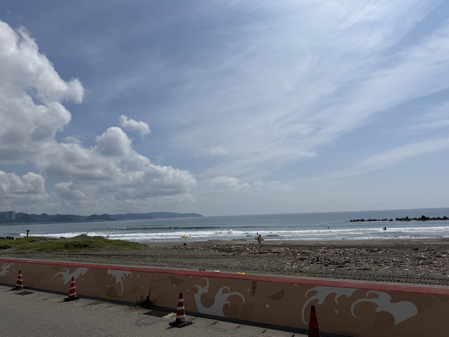夏空の下に広がる鴨川の海